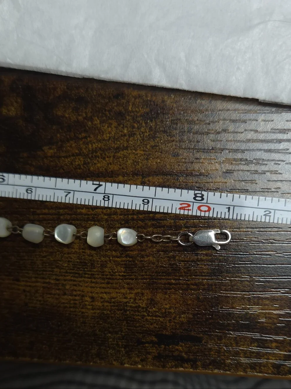Antique Victorian Balamuti Mother of Pearl Beaded Sterling Silver Bracelet 8 1/4